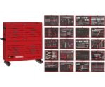 Großer roter Werkstattwagen mit 19 Schubladen