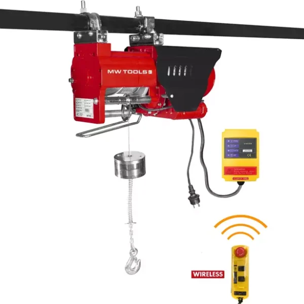 Schneller elektrischer Seilzug 300/600 kg, 35/17,5 m, 1,3 kW, 230 V, kabellose Fernbedienung, MW Tools
