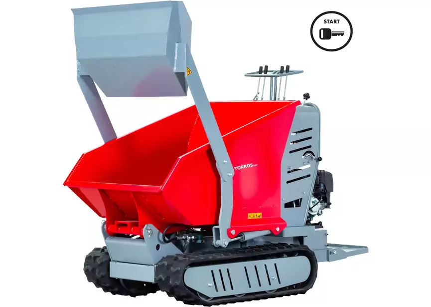 85416 Hydrostatischer, spuriger Minidumper mit Bagger 80KG Kipper 500KG 9CH Elektrostart Torros – Bild 1