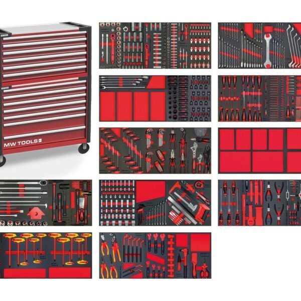 Kompletter, robuster Werkstattwagen mit EV XXL Werkzeugkasten, 782 Werkzeugen und MW Tools
