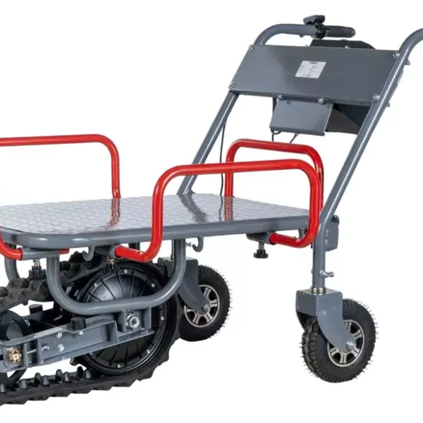 Elektrische Schubkarre mit Tablett 150kg auf der Strecke mit Rädern und Skiern Torros